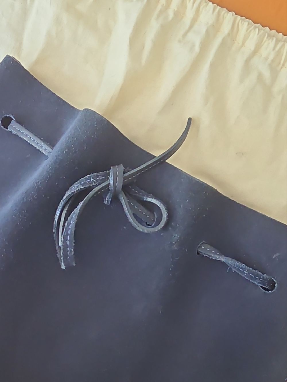 Mansur Gavriel Navy Suede Drawstring Bucket Bag with Pouch - Picture 8 of 10